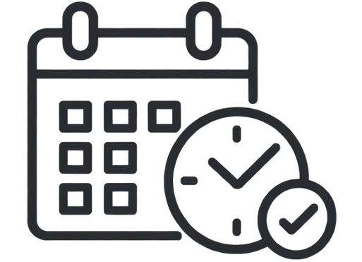 Kalender mit Uhr und Haken